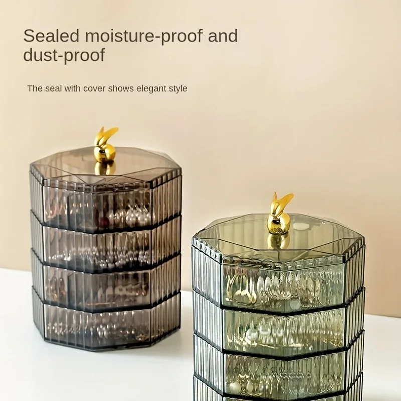 

Plastic Rotatable Jewelry Storage Box Multi-layer Jewelry Storage Box Jewelry Earrings Rings Necklaces Bracelets Home Organizers