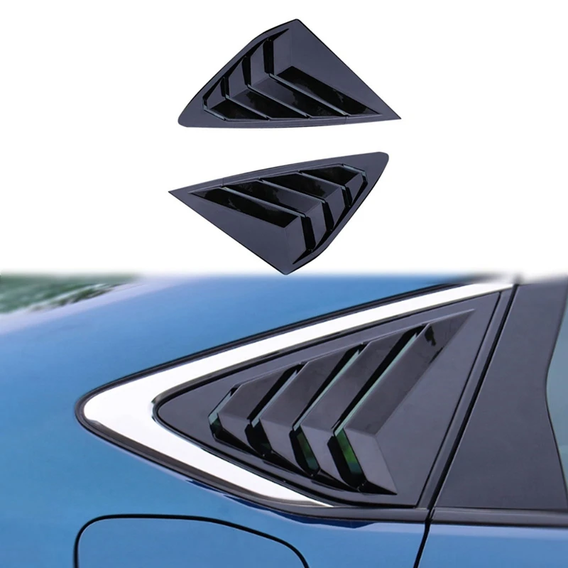 

Rear Side Window Louvers Spoiler For Honda Accord 2023 2024 11Th Parts Accessories Air Vent Scoop Shade Cover - Bright Black
