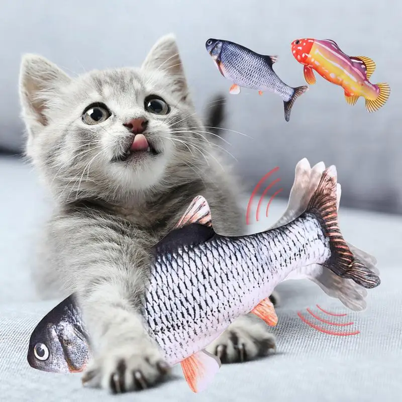 Jouet en forme de poisson pour chat, animal en mouvement électrique,  interactif, pour chien, cataire herbe-aux-chats - AliExpress