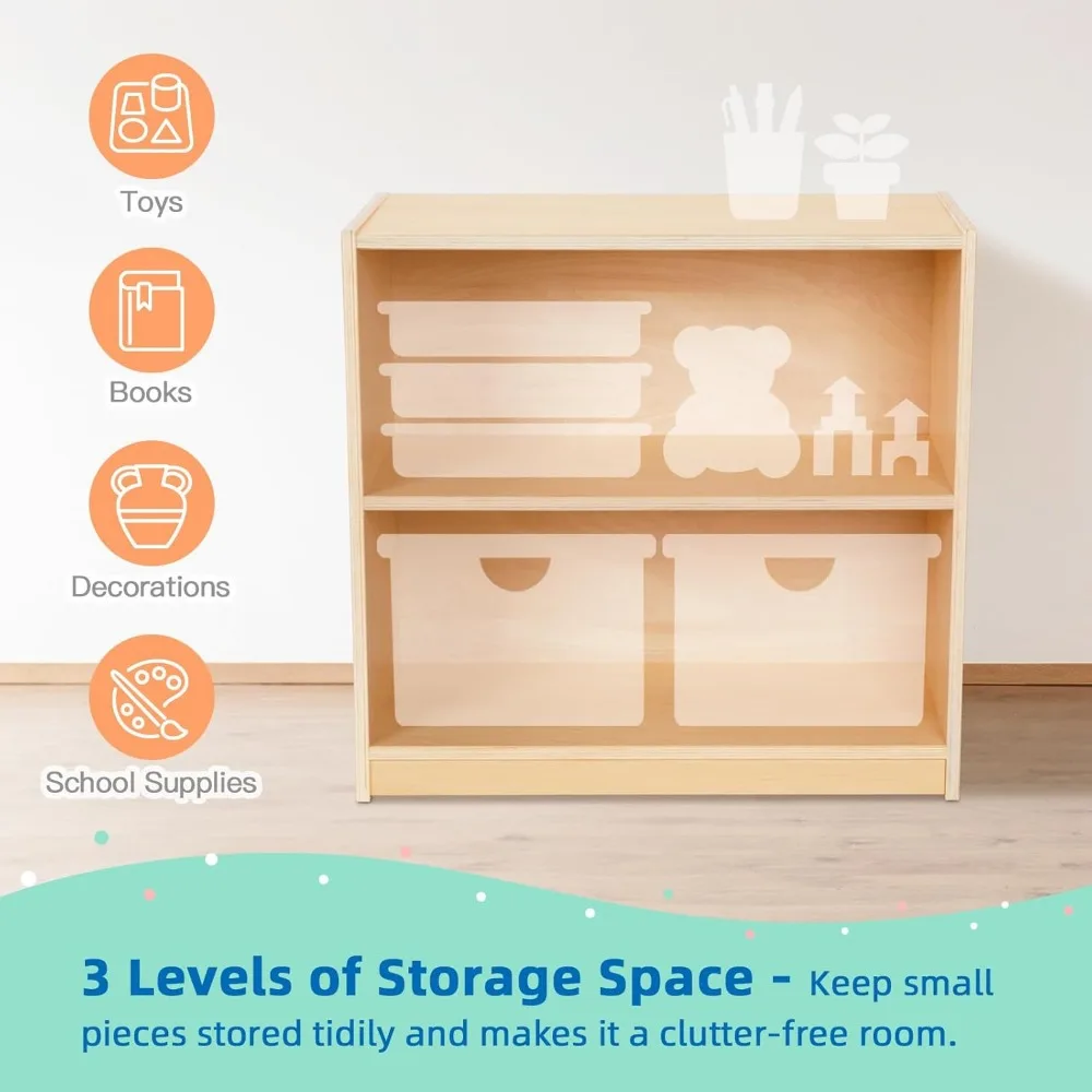 Shelf and Toy Storage,Compact Toddler Bookshelf for Small Space,Wooden Storage Cabinet Shelves and Kids Bookcase for Small Space 5