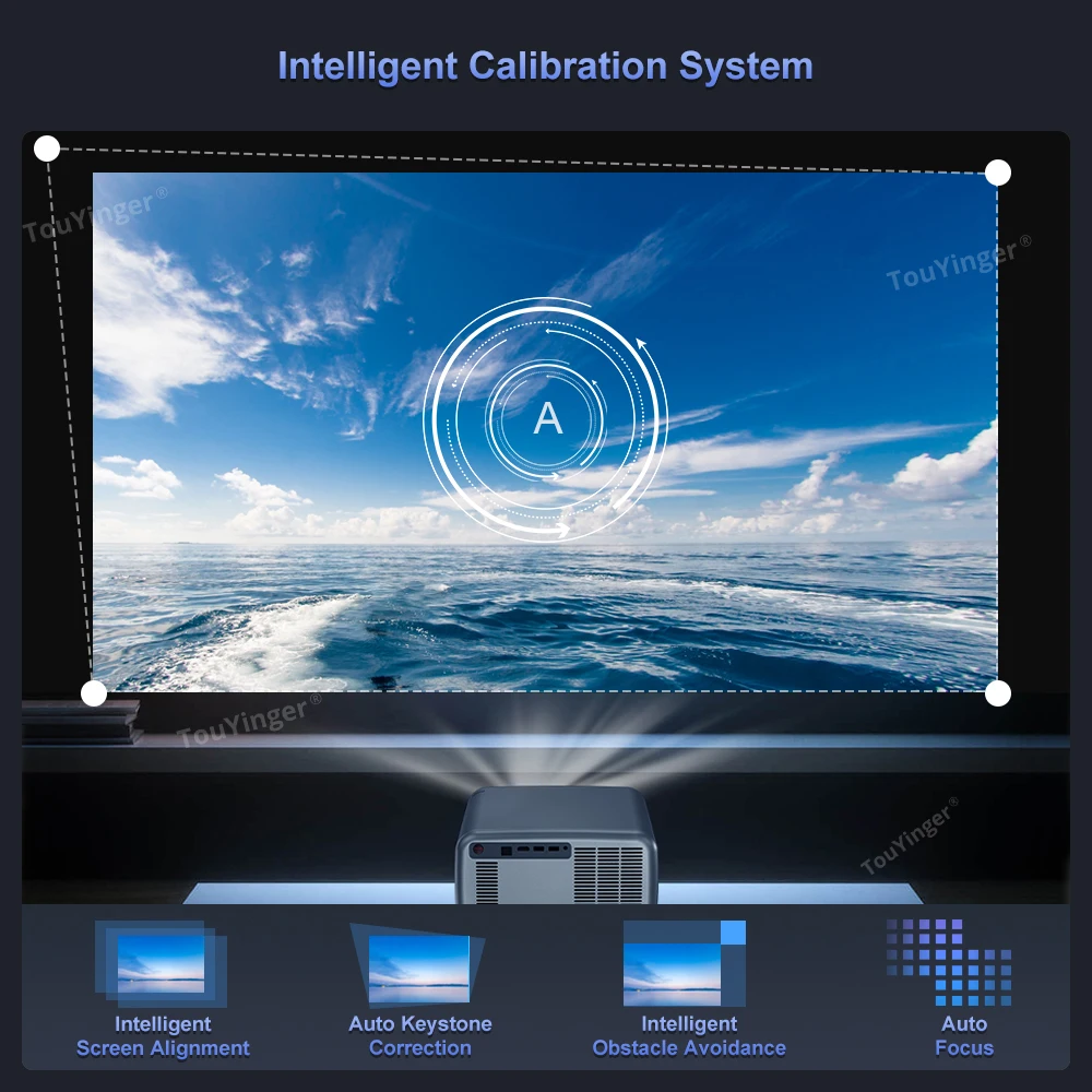Touyinger Q12W pro Portable Projector 2800ANSI Full HD 4K Dual Screen Wifi Bluetooth Smart Home Theater