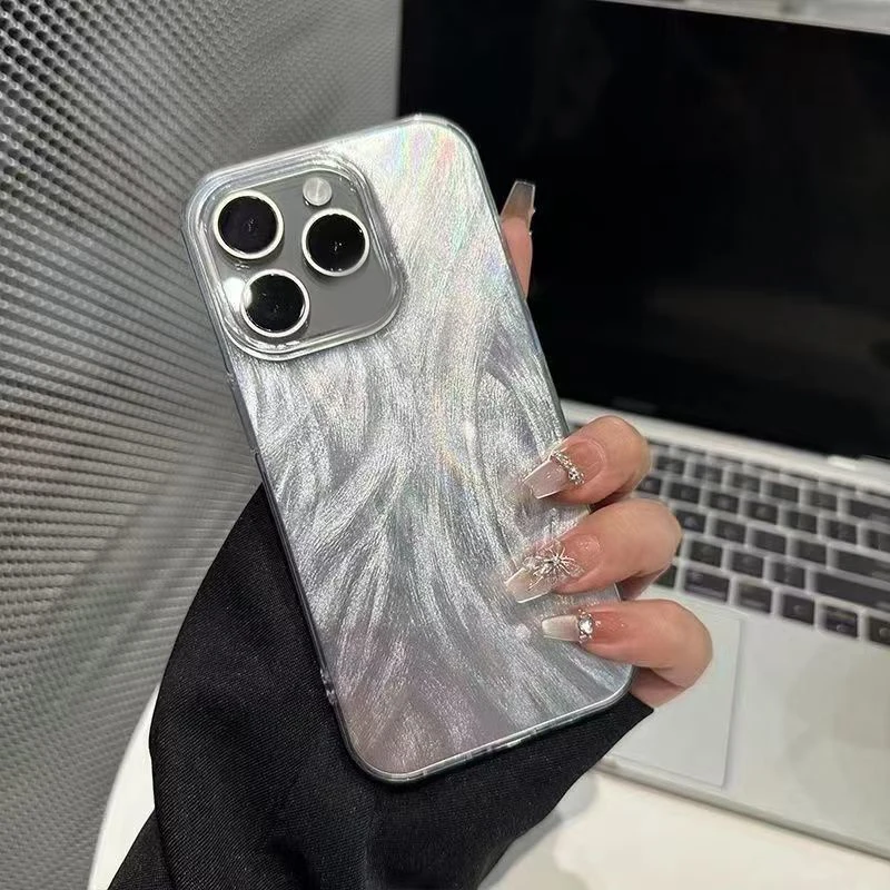 Luxury Laser Silver Gradient Anti-Fall Hard Phone Case