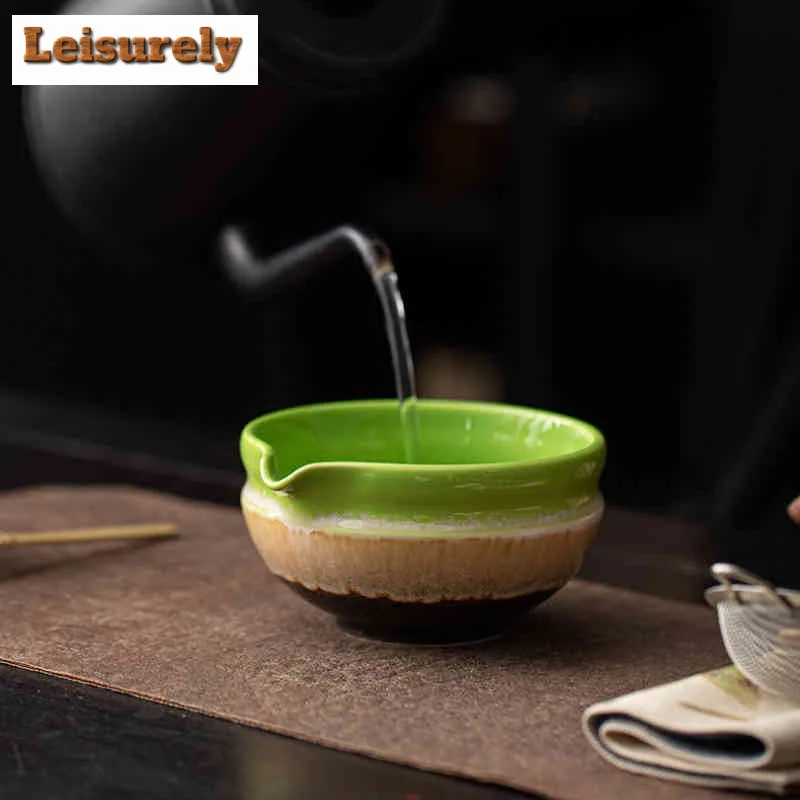 2pc/set Kiln Change Green Matcha Tea Set With Ceramic Bowl Bamboo Matcha Whisk Holder Tea Sets Tea-making Tools Accessories Gift