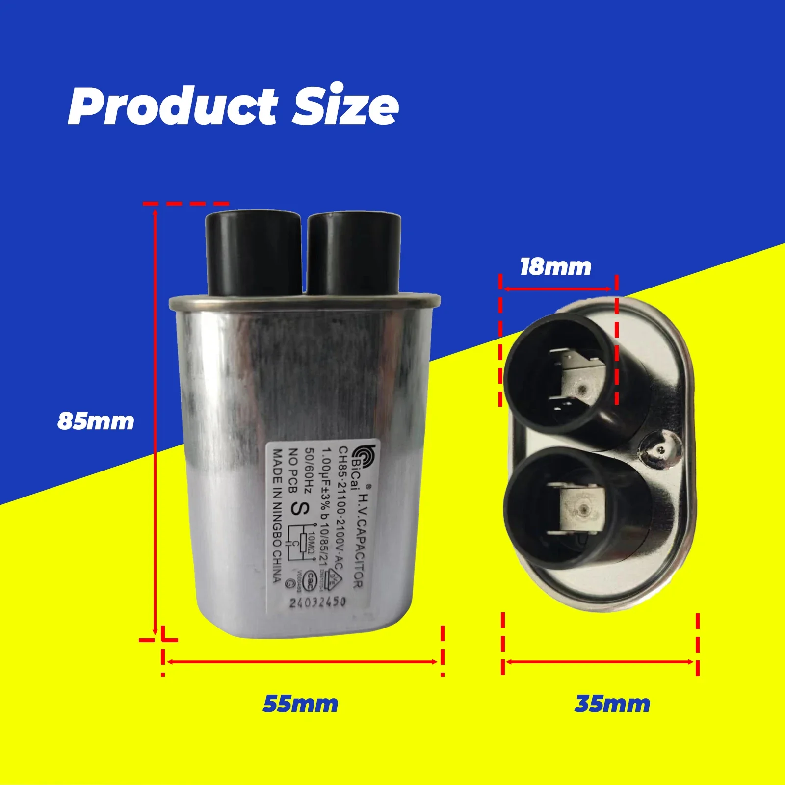 2100V.AC 1.0uF 50/60Hz CH85.21100 High Voltage HV CAPACITOR Microwave Oven Replacement Parts microwave oven spare parts