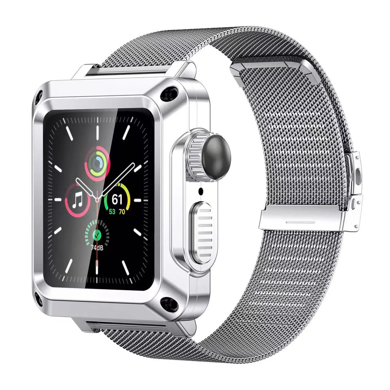 2022 Cinturino In Metallo Con Anello Milanese Per Apple Watch 6 54 Se 44Mm 40Mm Guscio In Vetro Protetto In Acciaio Inossidabile Per Apple Watch 44Mm 