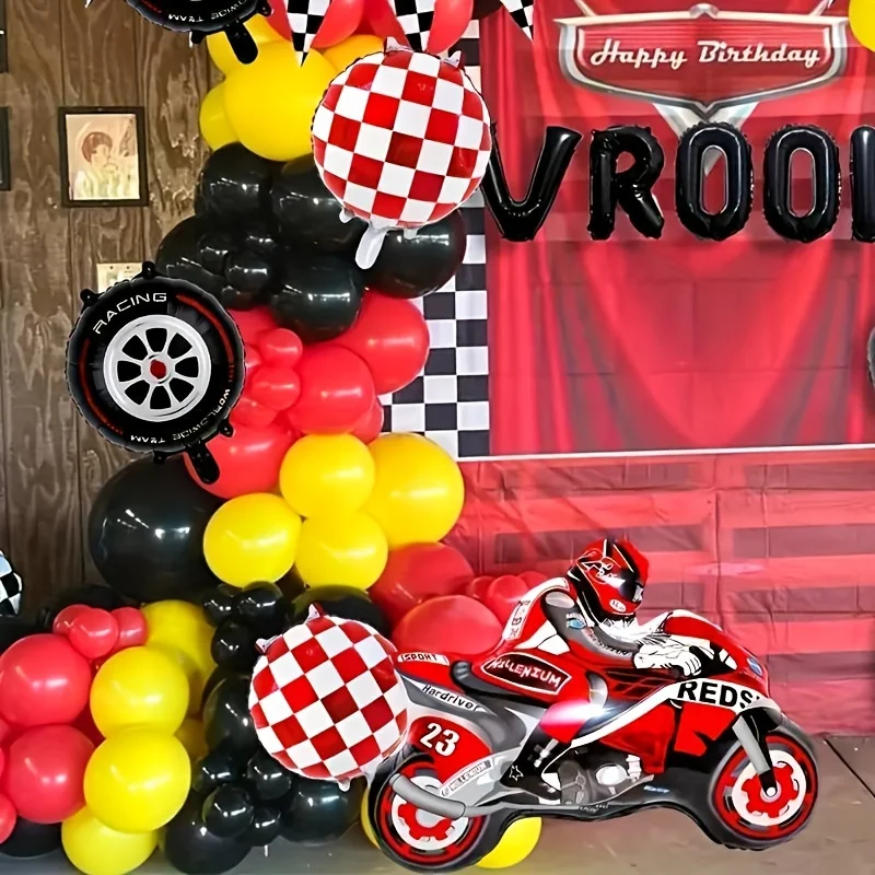 2/5 stücke Rot und Blau Motorrad Reifen Ballon Set Racing Thema Geburtstag Party Dekoration Festival Liefert Fotografie Requisiten – Detail 6