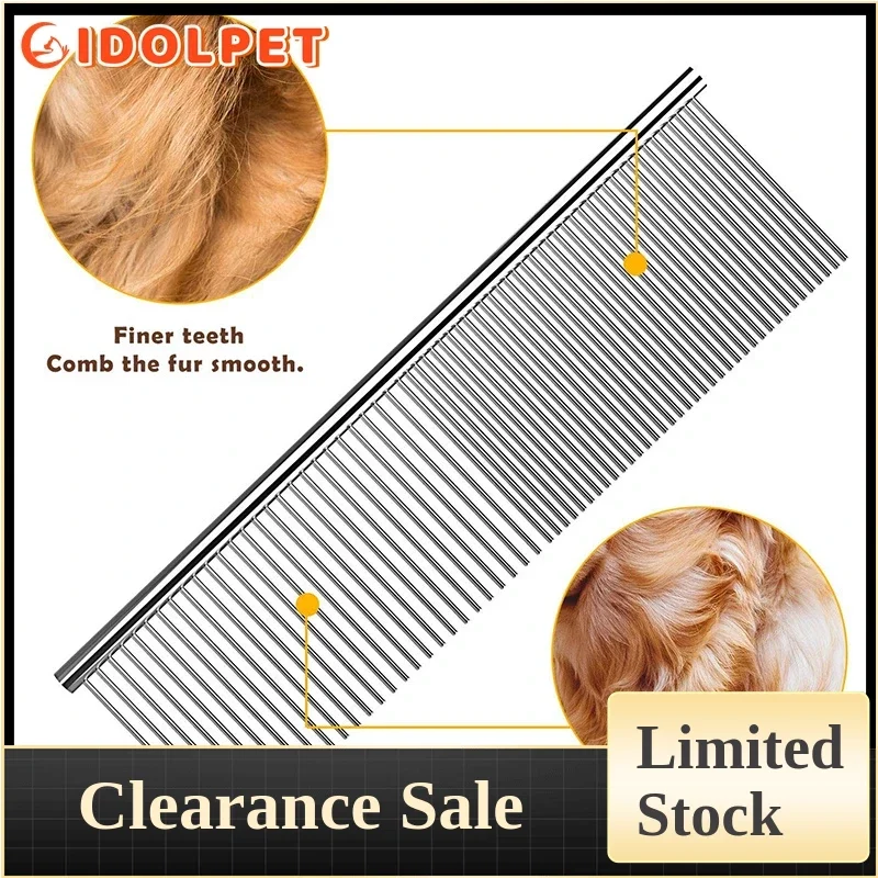 

Pet double-sided Dematting Comb Stainless Steel Pet Grooming Comb for Dogs Cats Gently Remove Loose Undercoat Mats Tangles Knots