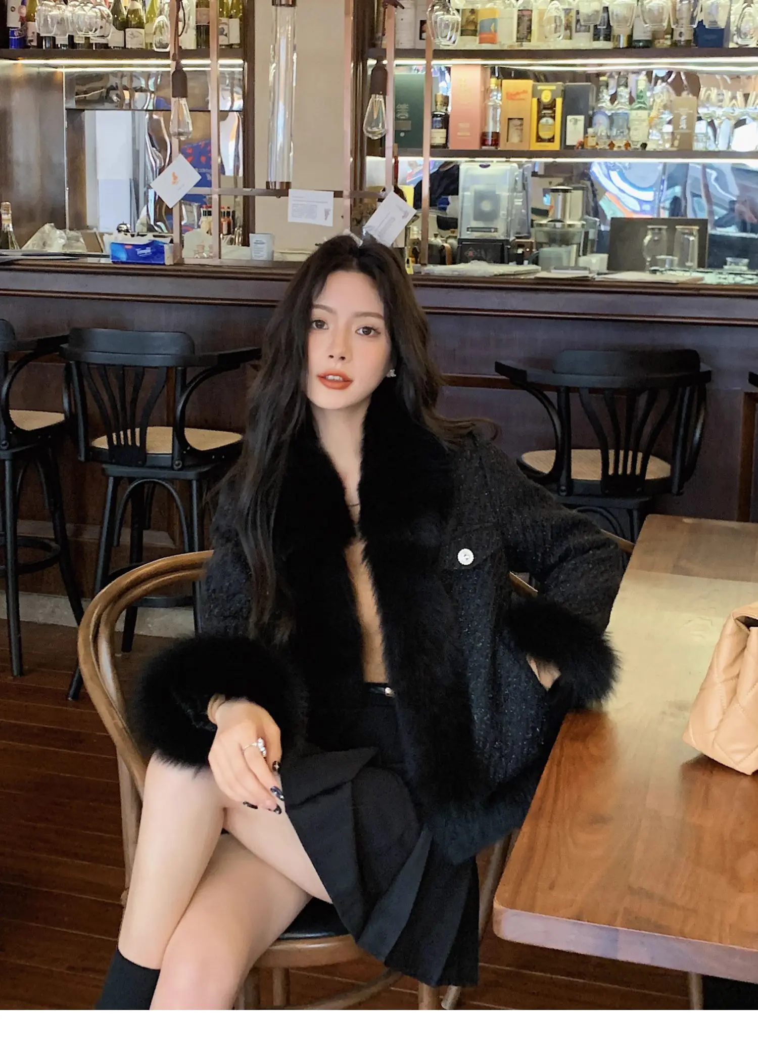 Fashion Commuter Long Sleeve Fox Fur Coat 2023 Autumn and Winter Sweet Pretty Style Fur Stitching Loose Women's Faux Fur Coat