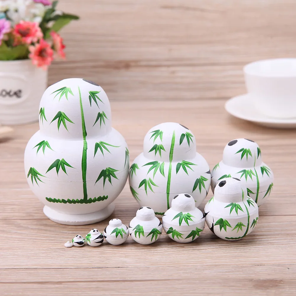 10 Floors Wooden Matryoshka Doll Safe Smooth Strawberry Flower Girl Matryoshka Doll Ornament Handmade Painted for Children Gifts