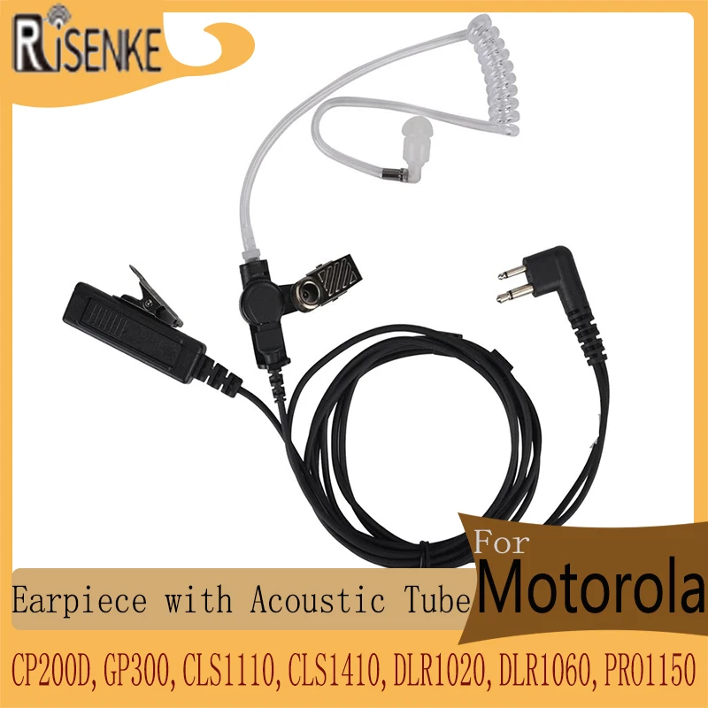 RISENKE-Earpiece for Motorola, Walkie Talkie, Acoustic Tube Headset, CP200,CP200D,GP300,CLS1110,CLS1410,DLR1020,DLR1060,PRO1150