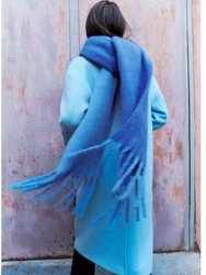 Women Rainbow Scarf Winter Pashmina Shawls Cashmere Thick Wraps Lady Tassel Warm Scarves Couple Hairy Bufanda
