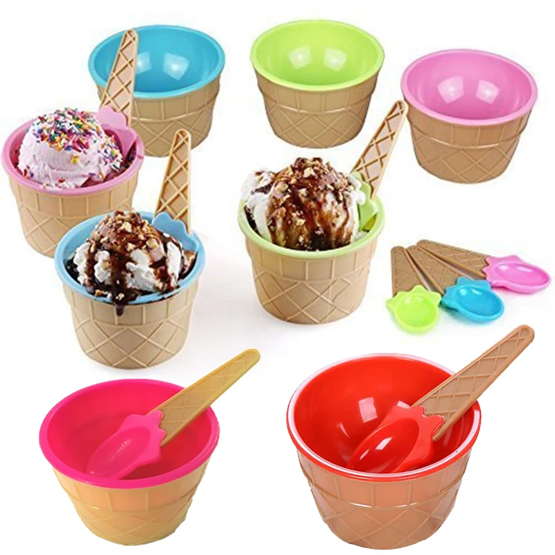 Set Bowl Ice Cream Ice Cream Ice Cream Bowls Spoons Ice Cream Spoon