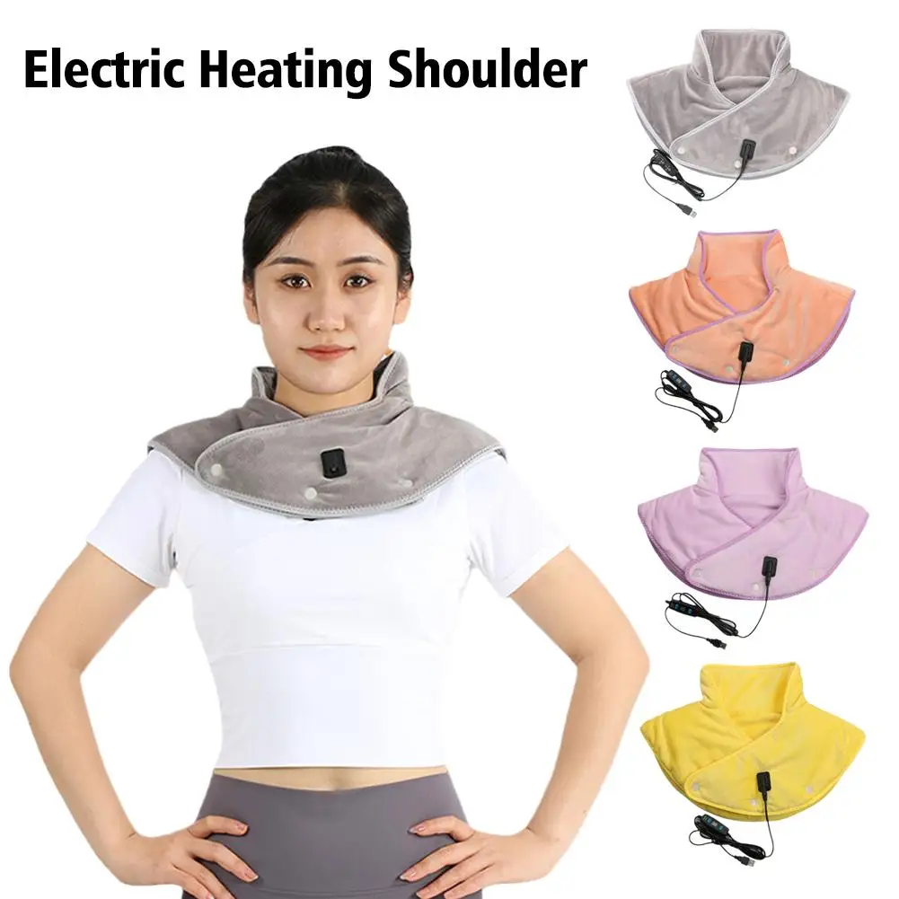 

Электрическая нагревательная плечевая Шейная Подушка, однотонный USB-массажер для снятия симптомов боли, термокомпрессор для шеи и плеч C0G3
