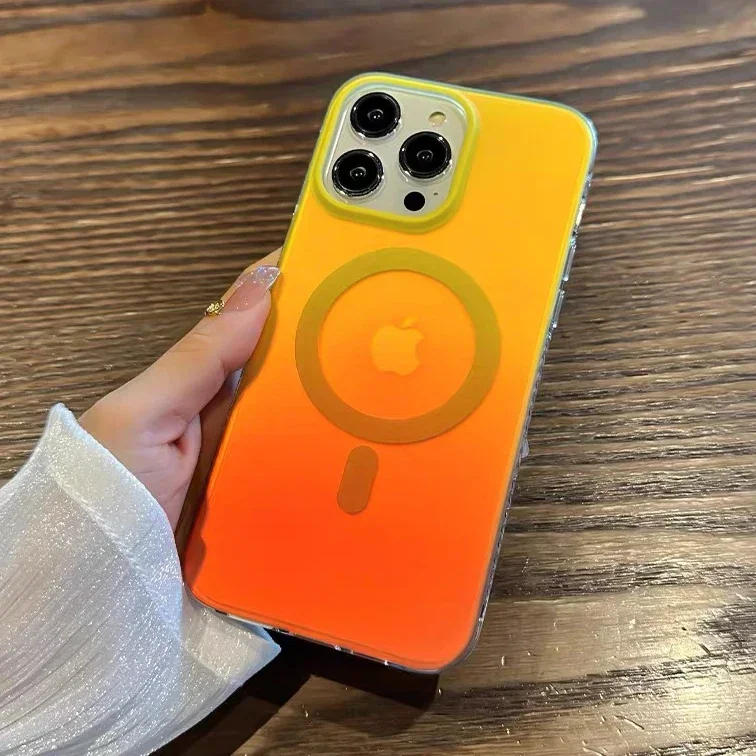 Luxury Laser Gradient Magnetic Charging Shockproof Case with Soft Edged Cover