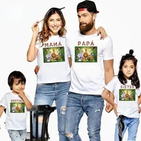 Family Outfits Mommy and Daughter Matching Clothes Zoo Animal Cartoon Family Party Shirt Set Children Toddler Shirts Mom Clothes 1