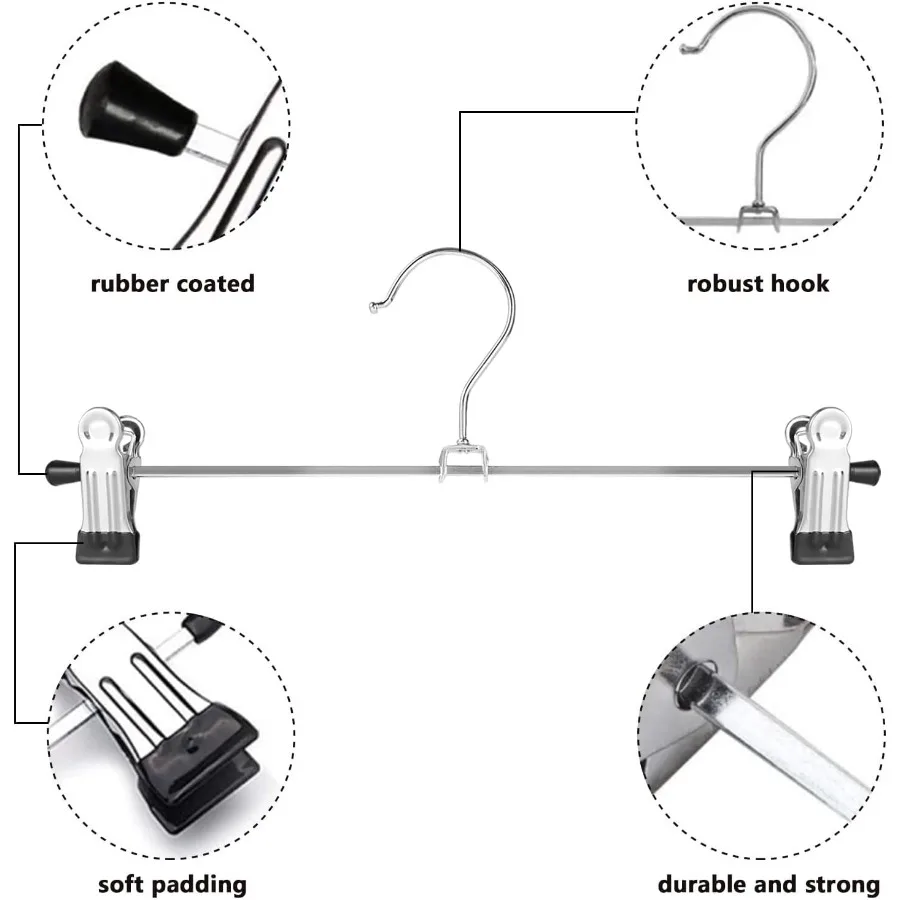50Pack Adjustable Pants Hangers with Clips for Women and Men SpaceSaving Skirt and Trouser Hangers Ideal for Shorts Coats Jeans