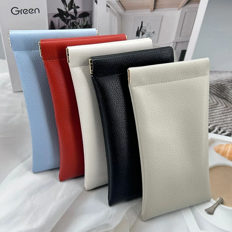 20 30 50pcs 사용자 정의 로고 무료 PU 가죽 자동 폐쇄 안경 가방 남성 여성 휴대용 독서 선글라스 보호 주머니