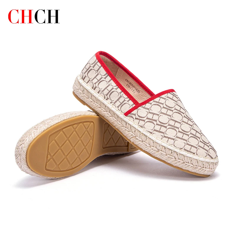 Chch 2023 New Summer Ladies Loafers Mesh Breathable Luxury Brand Fisherman Shoes Plaid Hand Woven Straw Casual Shoes Ladies