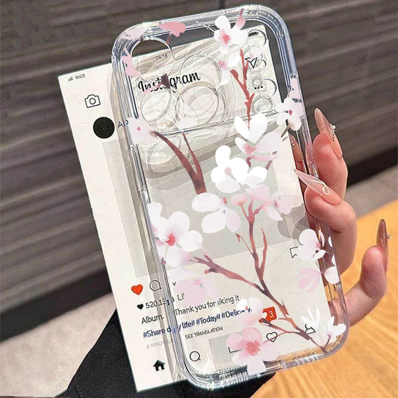 Chic Clear Floral TPU Phone Case with Flower Design