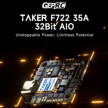 GEPRC TAKER F722 35A 32Bit AIO Flight Controller 2-6S 35A Burst 5 Full Uart Betaflight OSD per Droni FPV da Corsa Quadricottero