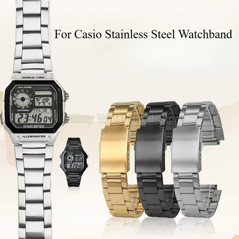 Adjustable Removable Links Watchband with Brushed Polished Finish