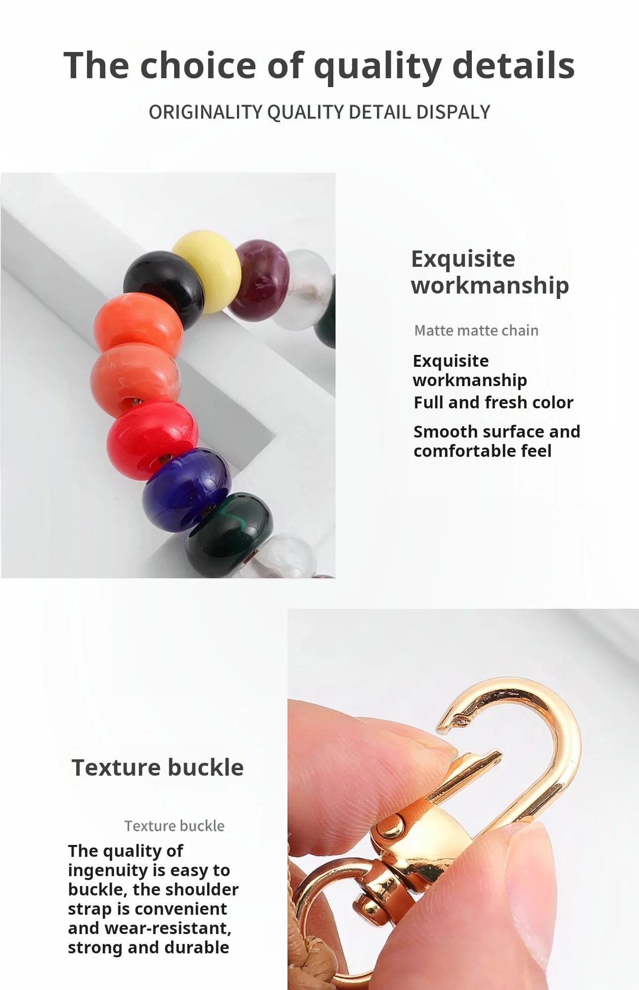 Beaded Decorative Chain Strap For Longchamp Bag Purse Colorful Handhold Destructive Modification shoulder Straps Bag Accessories