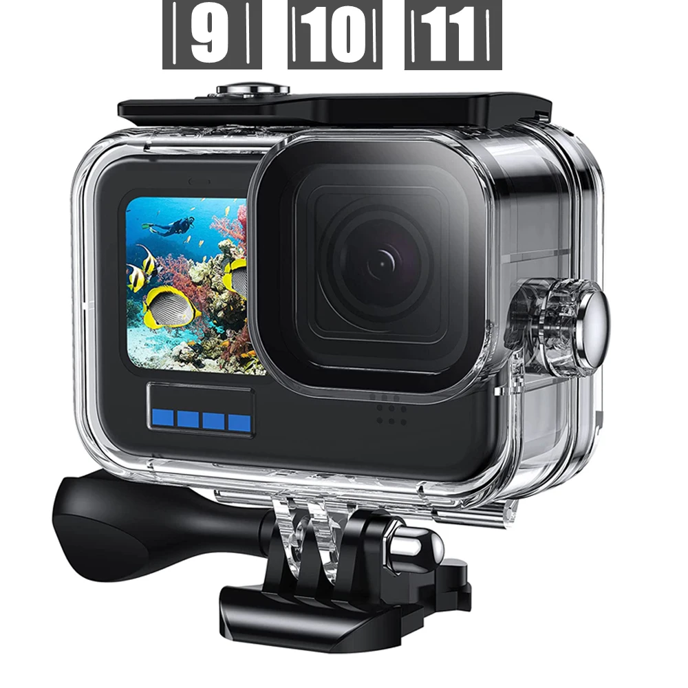 SRUIM Waterproof Housing Case For GoPro Hero10/Hero9 Max Lens Mod, Underwater Diving Protective Shell 40M With Bracket Accessories