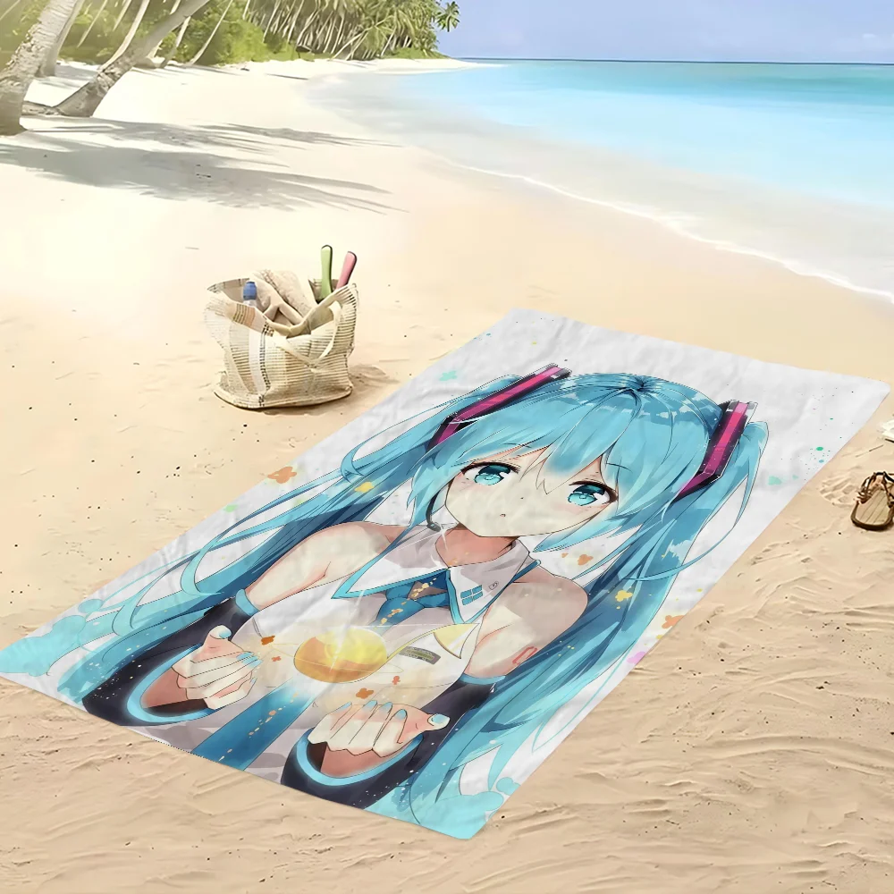 Hatsune Miku Beach Towel Cartoon Cute Summer Kids Large Bath Pool Beach Towel Microfiber Absorbent For Swimming Travel 5