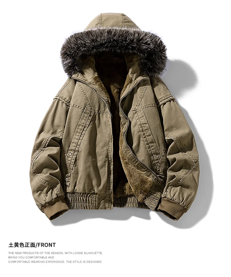 Thick Parka Winter Fur Hood Warm Tactical Bomber Coats Winter Male Multiple Pockets Warm Parkas Quality Man Casual Chaquetas