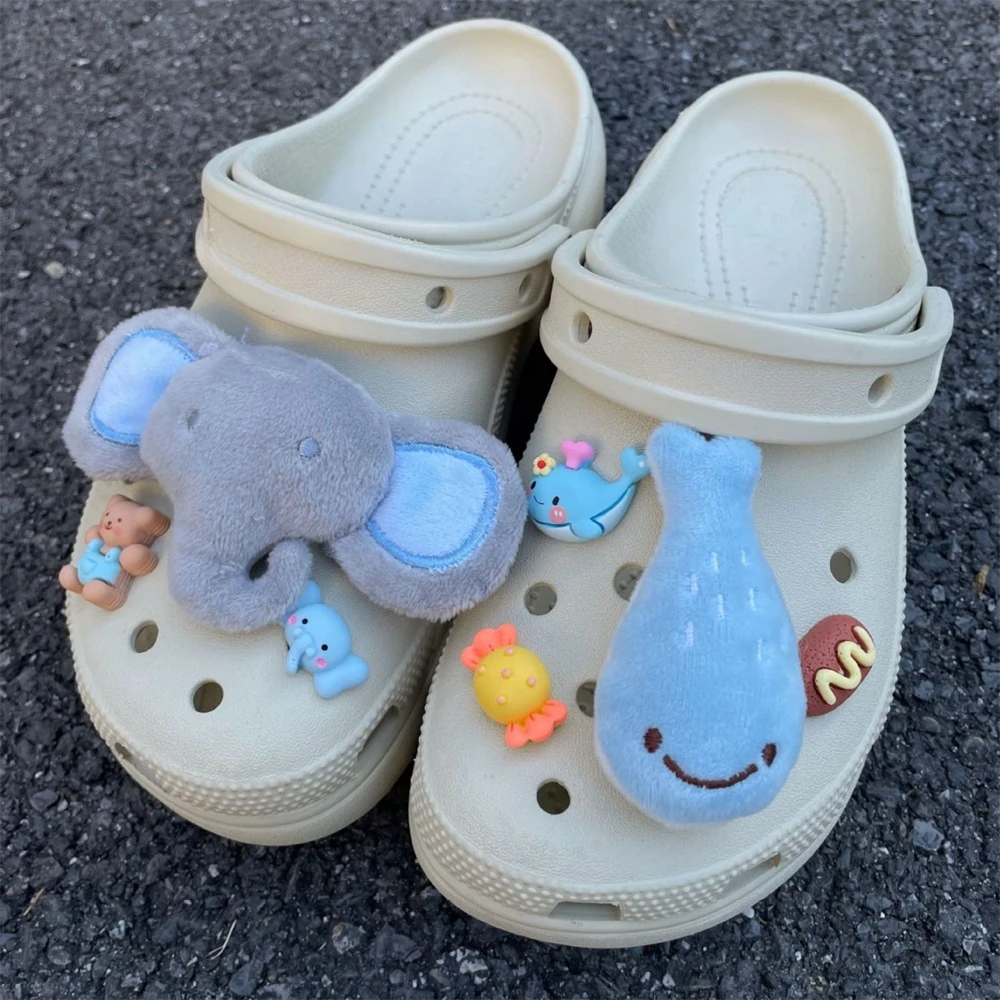 Super Größe Kreative Niedlichen Elefanten Delphin Puppe Charme Schuh Zubehör Cartoon Mode Trend Männer Und Frauen DIY Clogs Schuh Schnalle