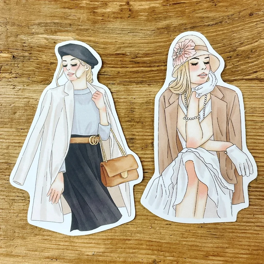 Windry R. X Listeninda Timeless Girl Sticker Set for Card Making DIY Scrapbooking Plan Decorative Stickers