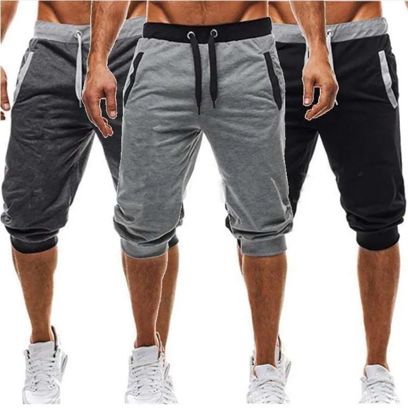 Casual Shorts European and American Men's Trendy Sports Slim Fit Color Matching Fitness Five Point Shorts