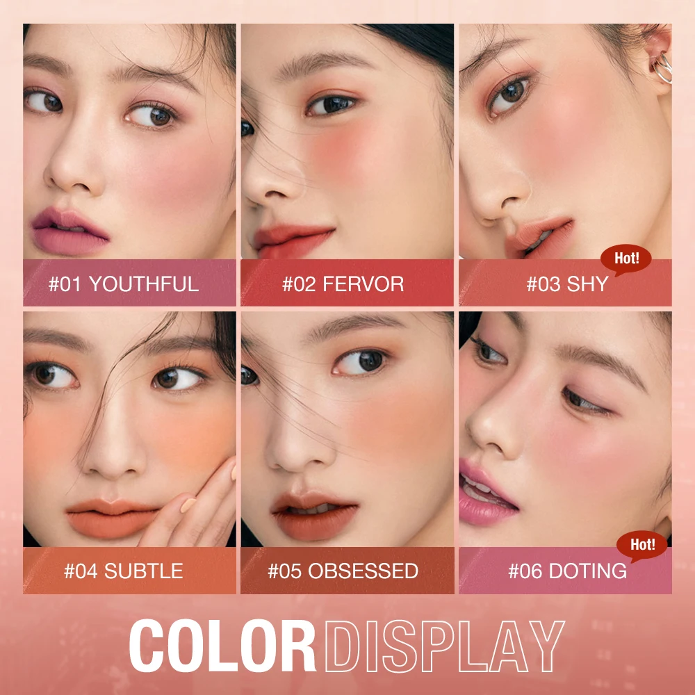 Blush Stick Cream Blusher 6 Colors Blendable Waterproof Multi-use For Women blush stick cream blusher facial blusher