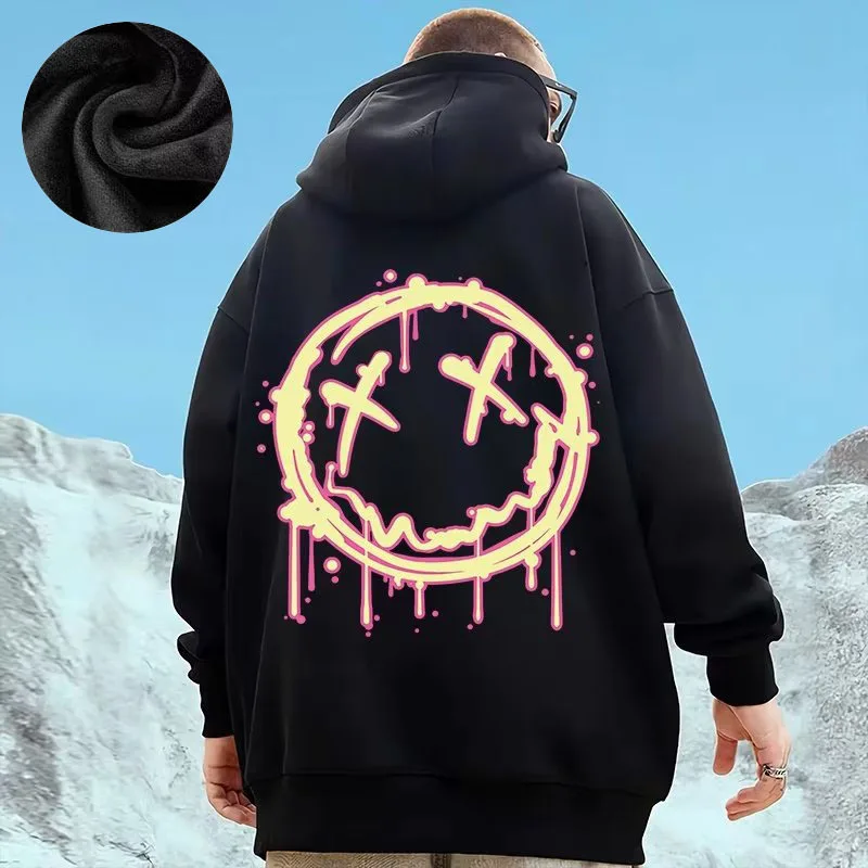 Hooded Sweater Men's Trendy Brand Large Size M-8XL Men's Autumn And Winter Style Plush And Thick Fat Hip-hop Pullover Jacket