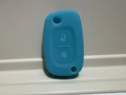 Premium Silicone Car Key Cover Case - Durable Flip & Fold Protection (Luminous Blue)