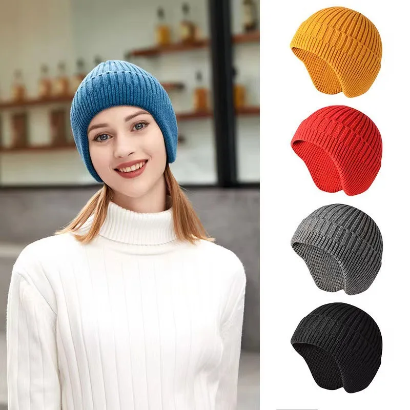 

Winter hat Ear protection cap Skullcap Unisex Hat Warm hat Set head cap Add wool Thick Knitted Hats Outdoor hats Casual