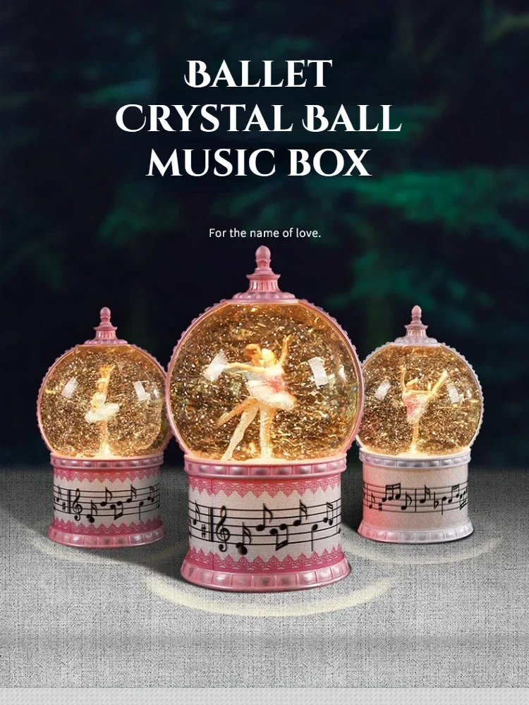 VOSAREA Crystal Ball Music Box Musical Crystal Globe Elk Snow Globe Crystal Snow Water Ball Wonderland Snow Globe Christmas Snow Globe Girl Gift Glass : VOSAREA Crystal Globe Music Box Resin Crystal Balls