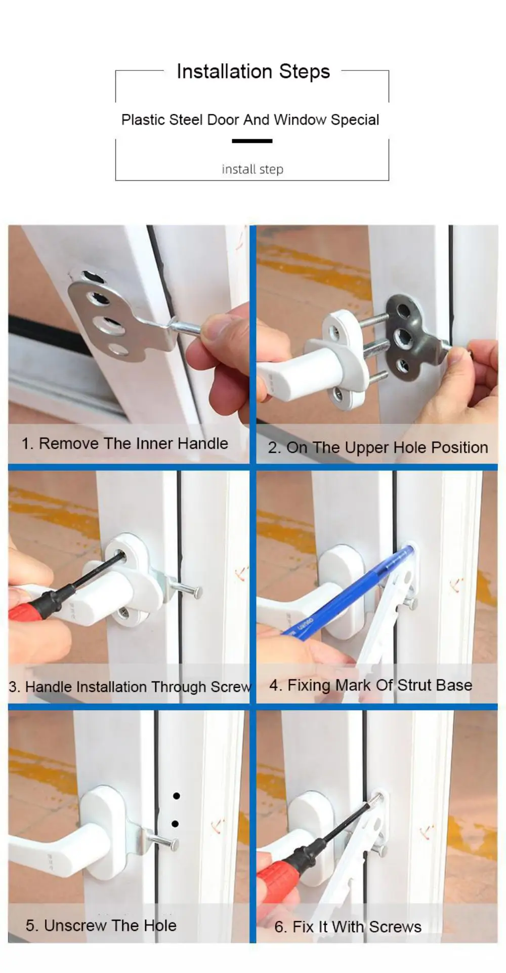 Description Picture 2 of item5pcs Window Limiter Position Stopper Casement Wind Brace Home Security Door Windows Sash Lock Child Safety Protection
