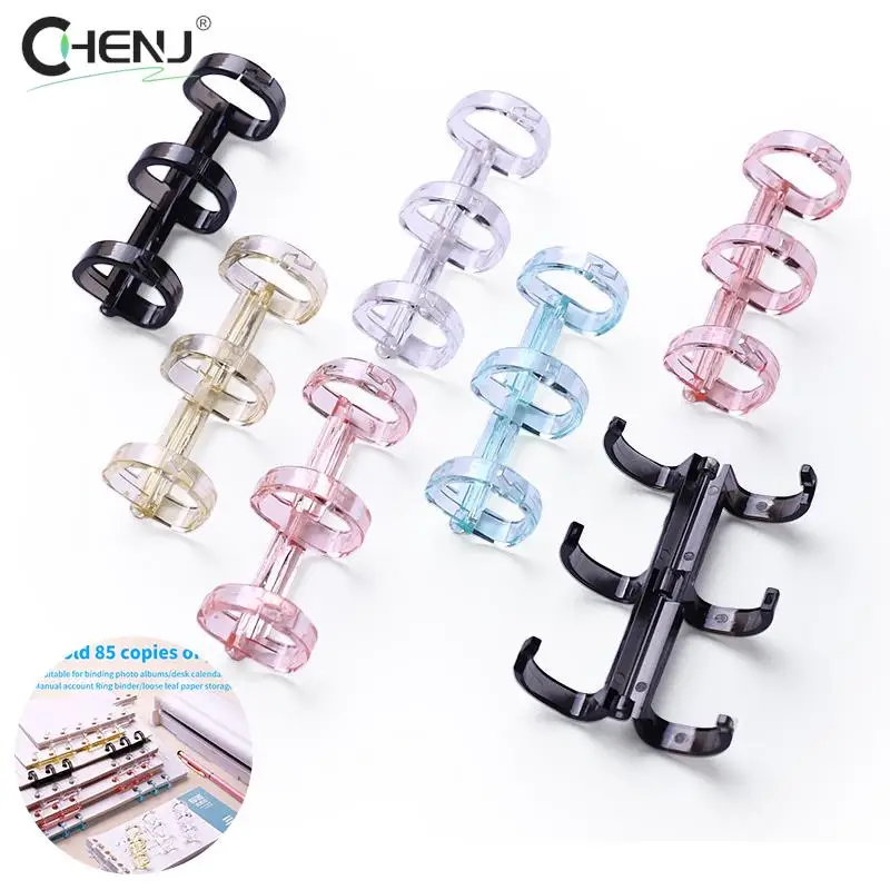 New 2Pcs Mini Loose Leaf Binder Clips 3 Rings Binding Ring Plastic Binder for Handmade Diary Book Scrapbook Note Book