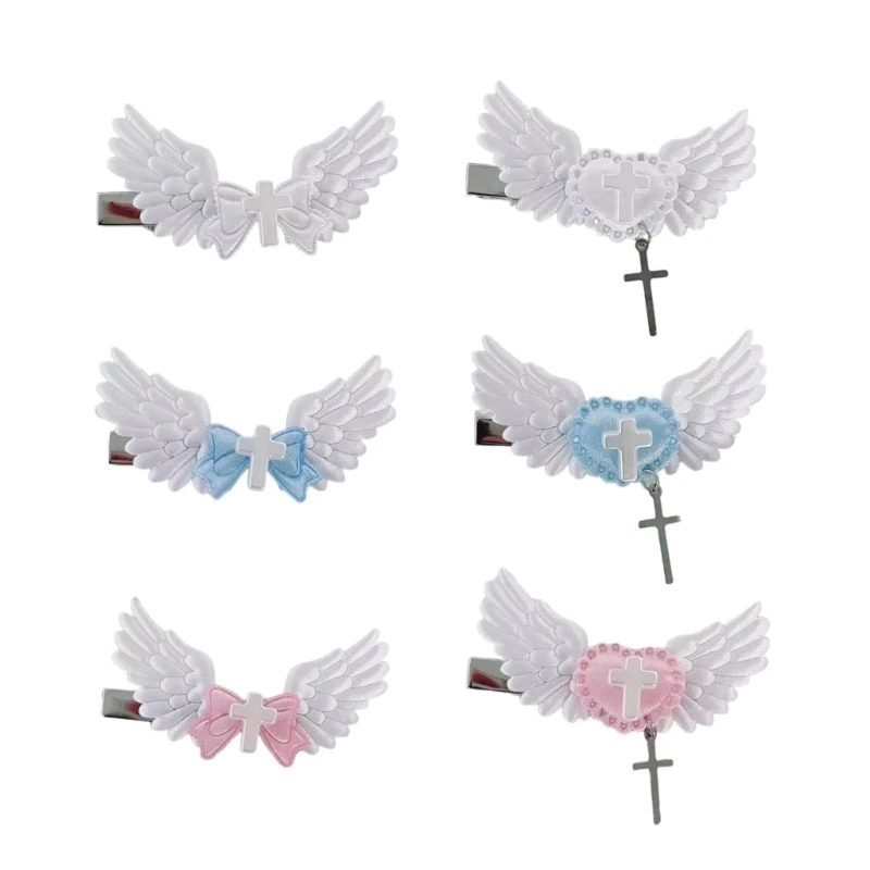 

MXMB Fashionable Angel Wing Barrette Bowknot/Heart Pendant Hairclip Colorful Hairpin Ornament for Girls and Women