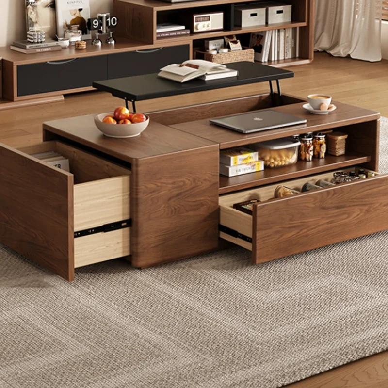 Lift up coffee table solid wood colour vintage style furniture small living room storage rectangular coffee table