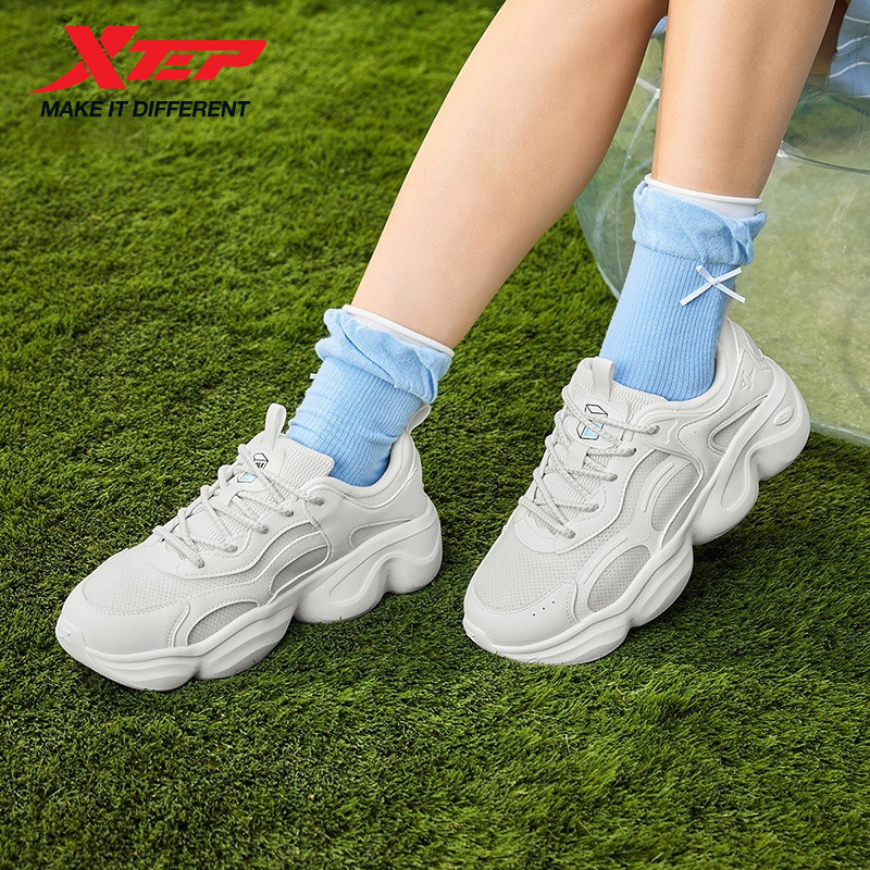 Xtep Casual Shoes for Women 2025 Summer Lightweight Comfortable Thick-soled Height-enhancing Retro Leisure Shoes 875218320006