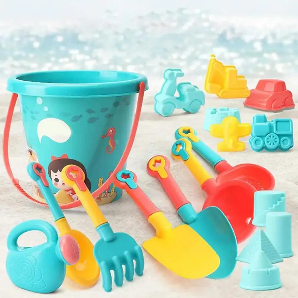 18PCS 해변 모래 장난감 세트 내구성 플라스틱 여름 수영장 해변 게임 세트 소년과 소녀를위한 야외 모래 놀이 도구