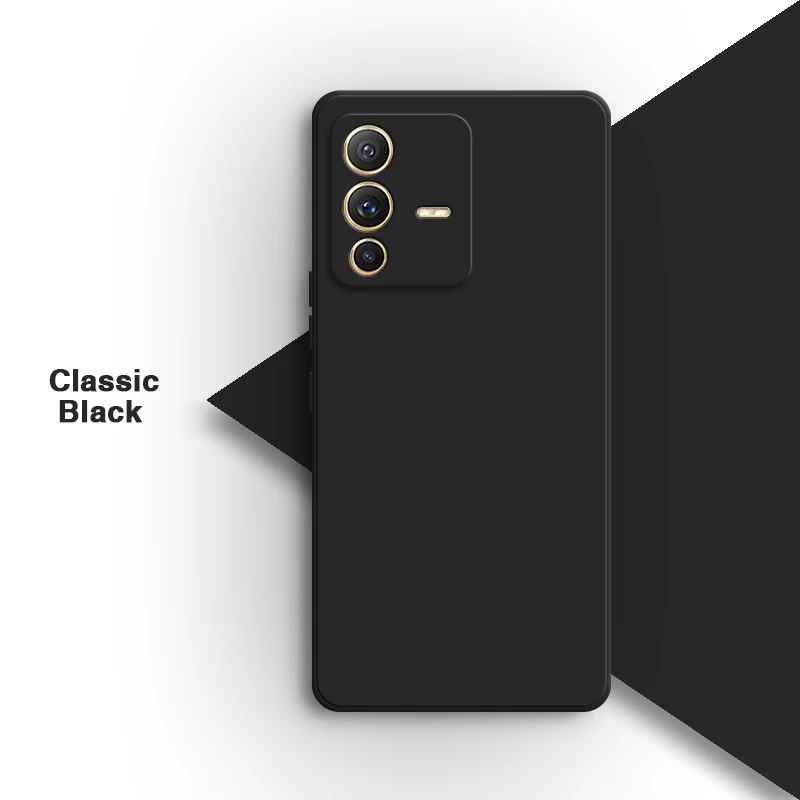 Premium Liquid Silicone Square Phone Case with Simple Lens Protection - Soft Pure Color Back Cover