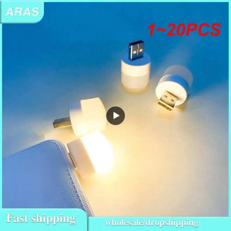 

1~20PCS USB Book Lights USB Night Light Mini LED Night Light USB Plug Lamp Power Bank Charging Small Round Reading Eye