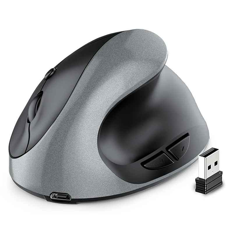 Wireless Ergonomic Mouse BTS-908 Rechargeable Vertical 2.4G USB Receiver 1600 Adjustable DPI 6 Buttons