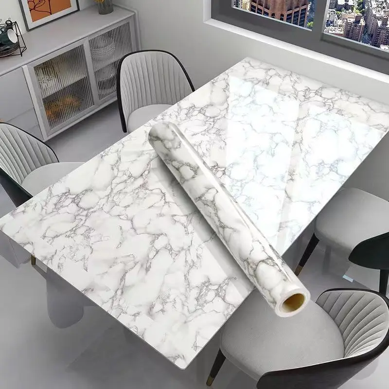 

Marble Waterproof Wallpaper Self Adhesive Wall Stickers Kitchen Living Room Bathroom Desktop Wrapping Paper Furniture Renovation