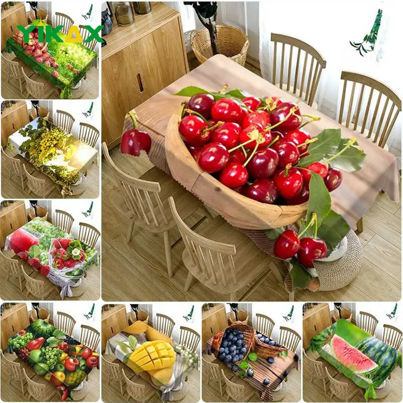 

3D Fruit Printing Tablecloth Waterproof Table Cloth Dustproof Washable Home Living Room Dining Coffee Kitchen Decor Tablecloths