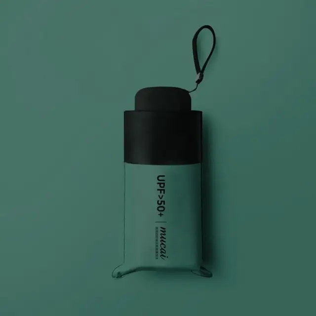 Ultra Világos Mini Zseb Esernyő Hordozható Eső Ragyogása Fekete Ragasztó Nap Fényvédő - Image 4