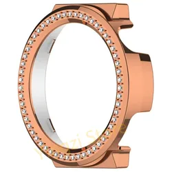 Elegant Crystal Diamond Bumper Protector for Smartwatch - Bling PC Hollow Case Frame Accessory (Plating Rose Gold)